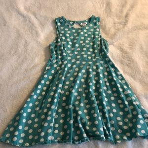 Polka dot mini dress teal